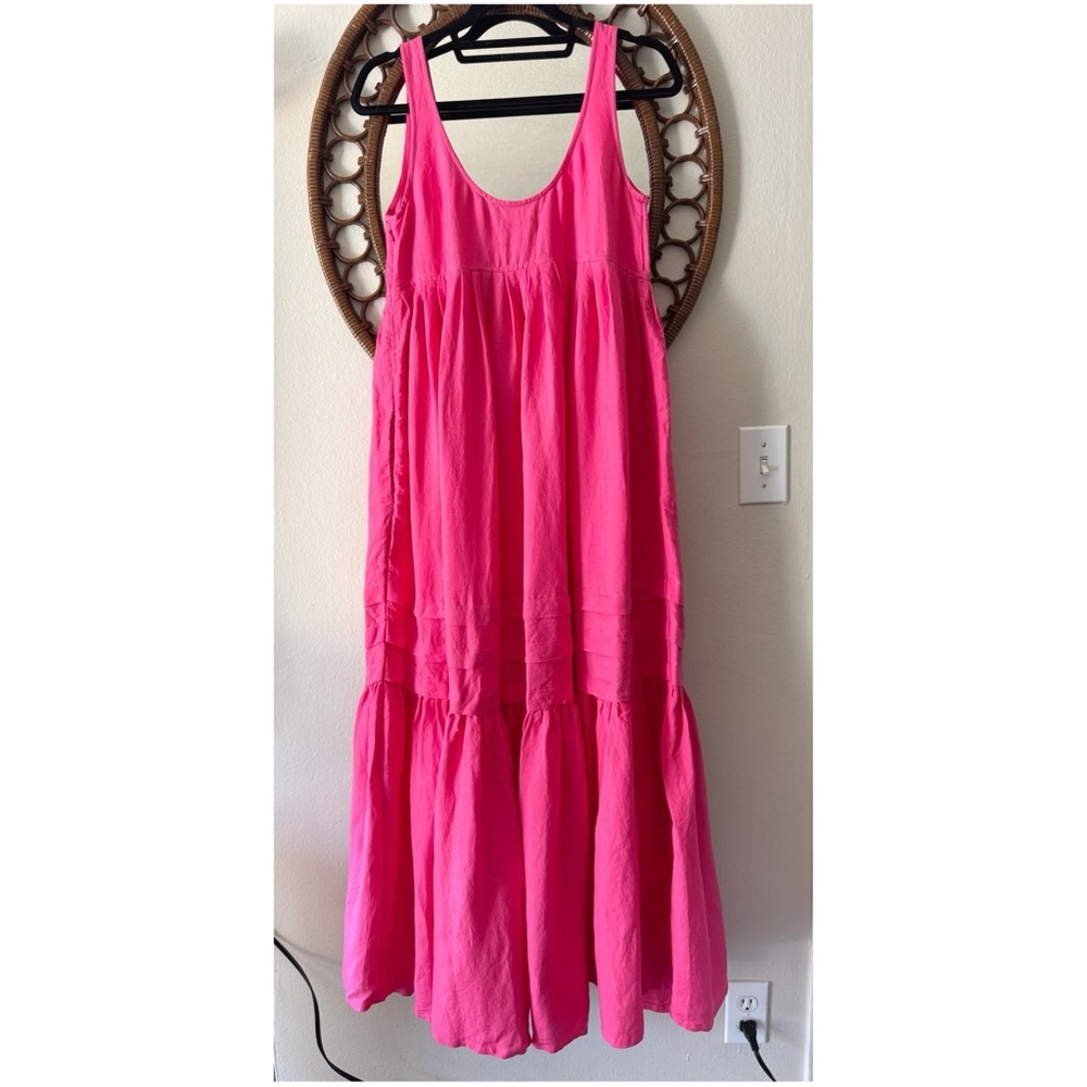 NWT Solid and striped empire linen Maxi Dress size S